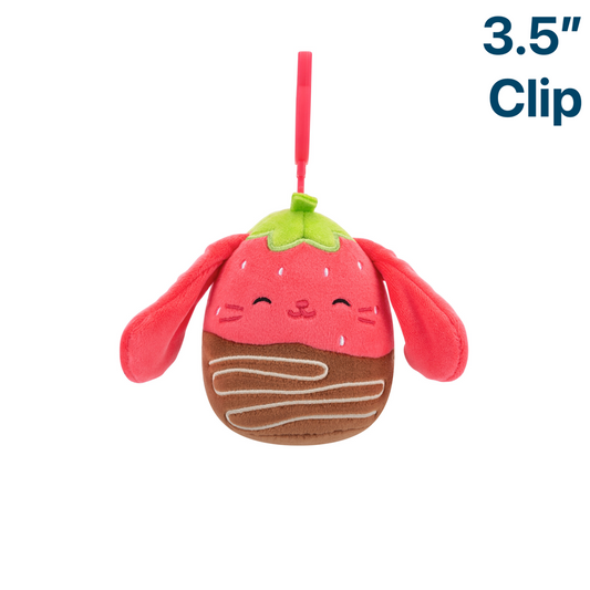 Gunda Chocolate Strawberry Bunny Easter 2025 ~ 3.5" Clip On Squishmallow Plush