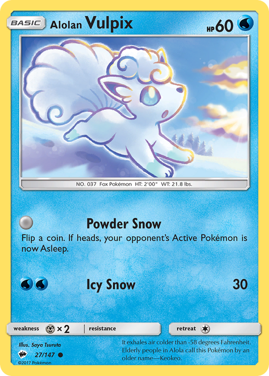 Alolan Vulpix 27/147 Common | Burning Shadows | Pokemon Card