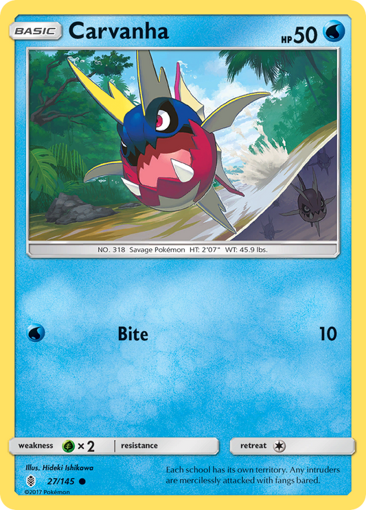 Carvanha 27/145 Common | Guardians Rising | Pokemon Card