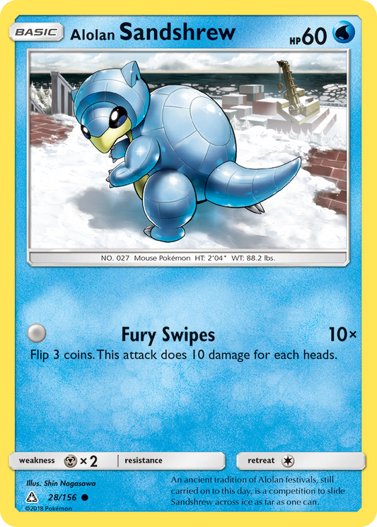 Alolan Sandshrew 28/156 Common | Ultra Prism | Pokemon Card