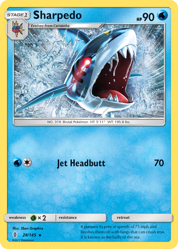 Sharpedo 28/145 Rare | Guardians Rising | Pokemon Card