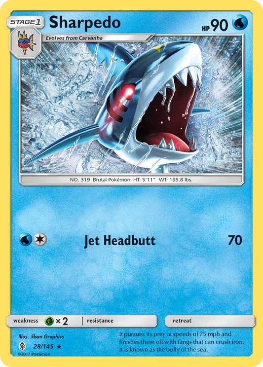 Sharpedo 28/145 Rare | Guardians Rising | Pokemon Card