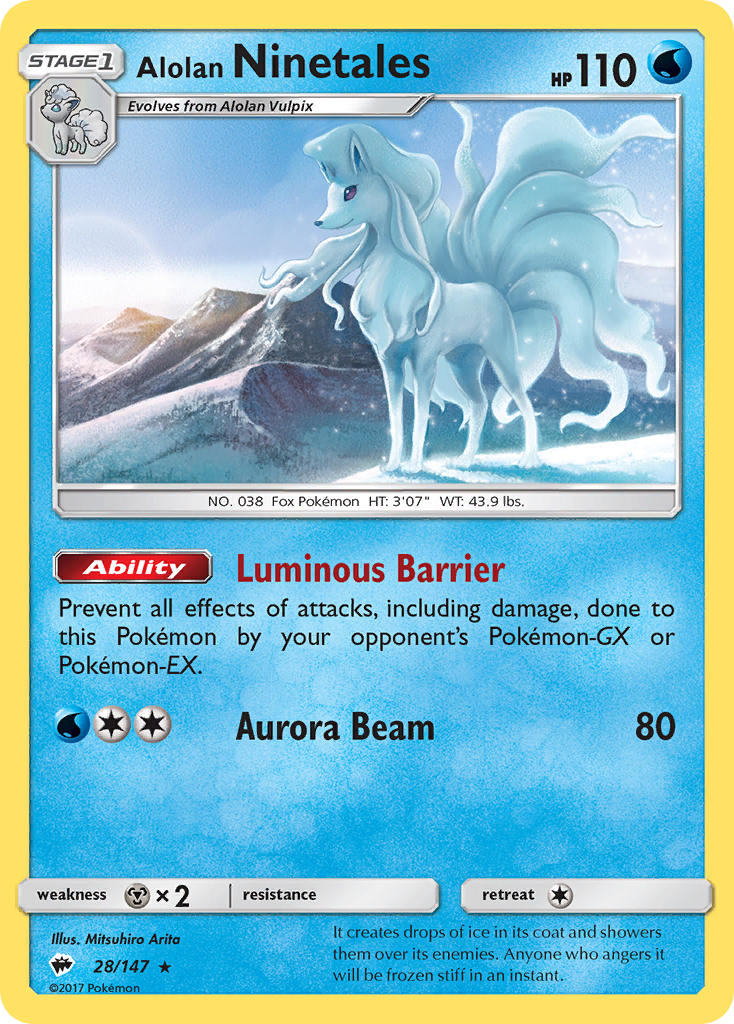 Alolan Ninetales 28/147 Rare | Burning Shadows | Pokemon Card