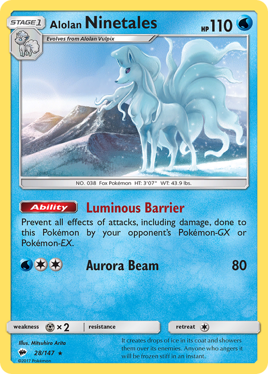 Alolan Ninetales 28/147 Rare | Burning Shadows | Pokemon Card