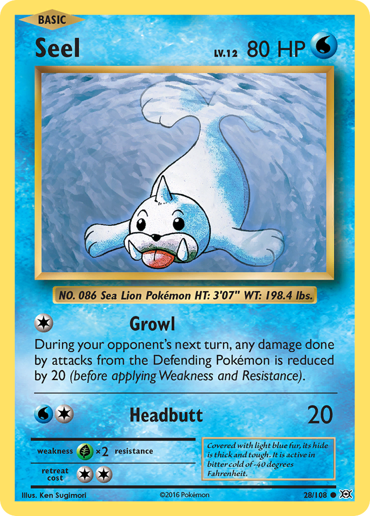 Seel 28/108 Common | Evolutions | Pokemon Card