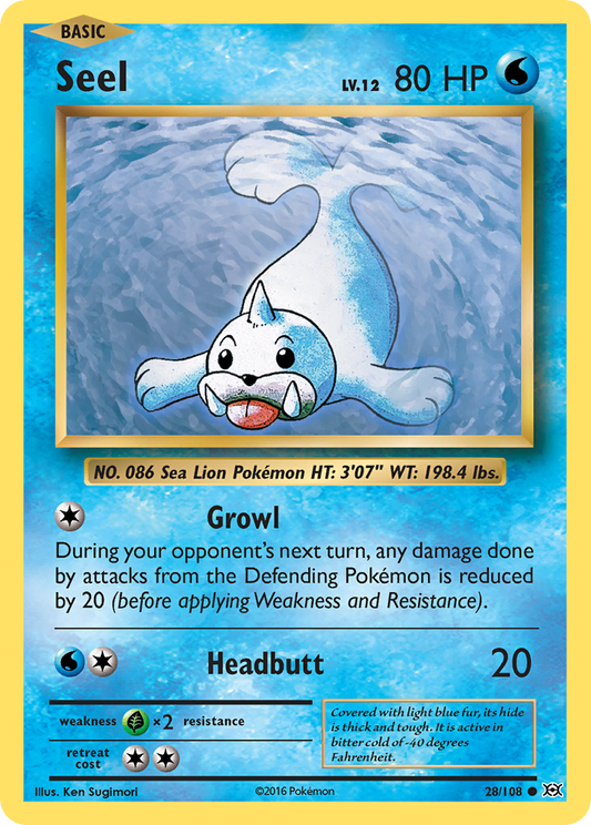 Seel 28/108 Common | Evolutions | Pokemon Card