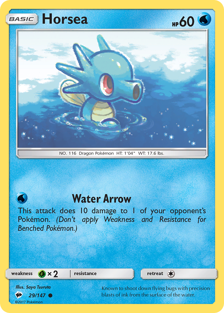 Horsea 29/147 Common | Burning Shadows | Pokemon Card