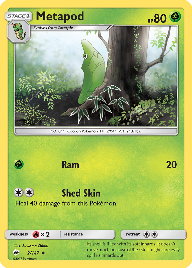 Metapod 2/147 Uncommon | Burning Shadows | Pokemon Card