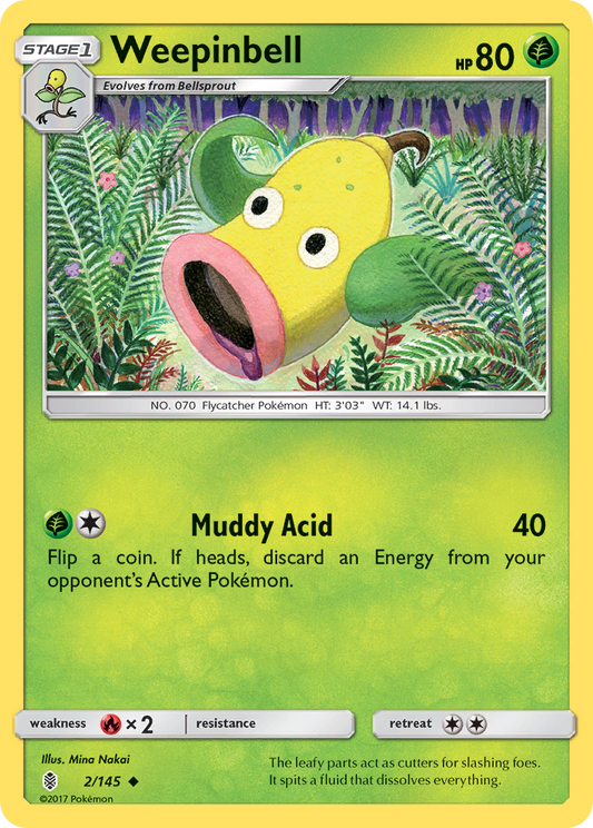 Weepinbell 2/145 Uncommon | Guardians Rising | Pokemon Card