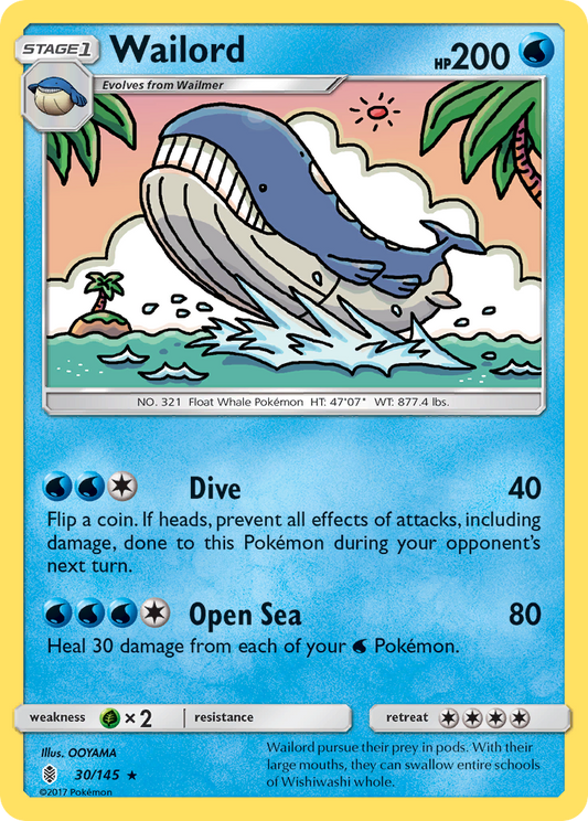 Wailord 30/145 Rare | Guardians Rising | Pokemon Card