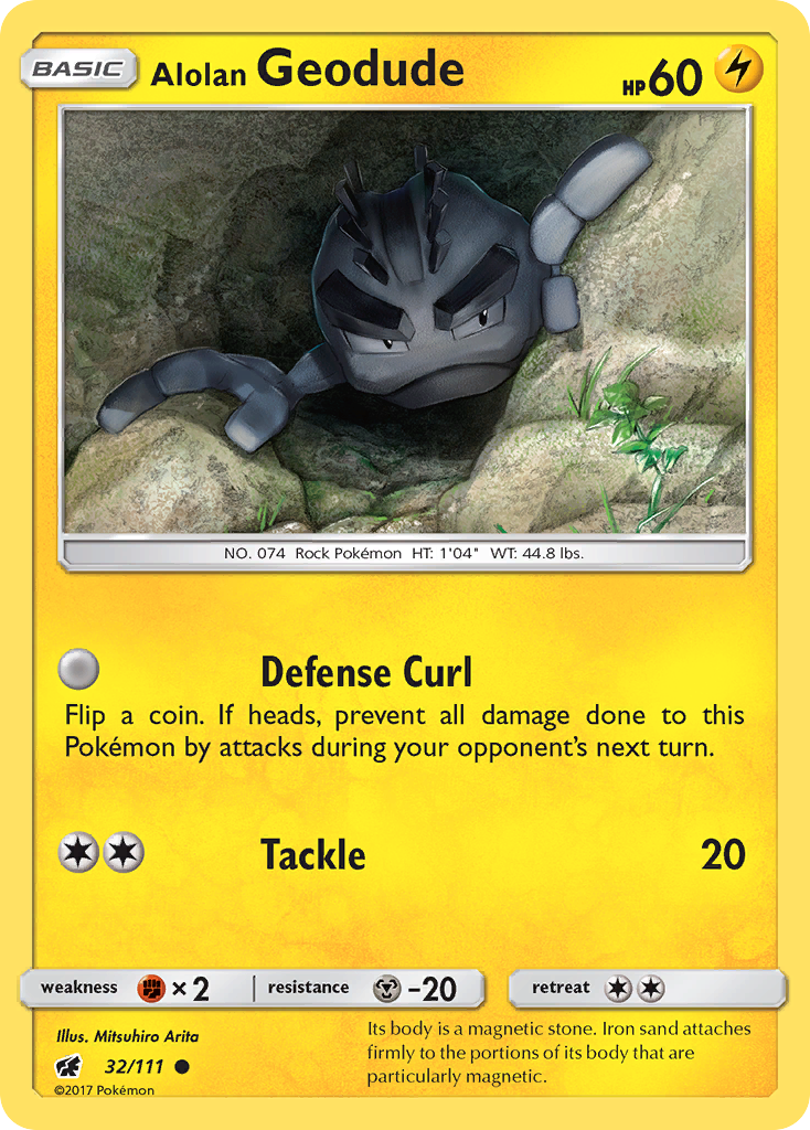 Alolan Geodude 32/111 Common | Crimson Invasion | Pokemon Card