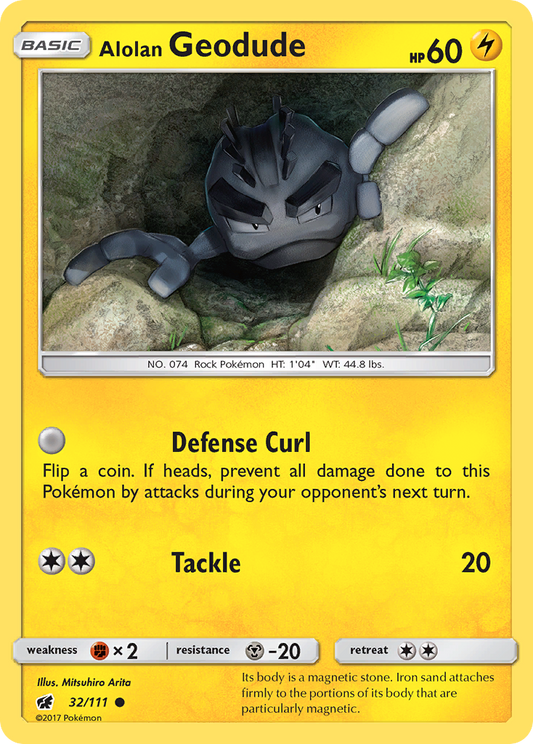 Alolan Geodude 32/111 Common | Crimson Invasion | Pokemon Card