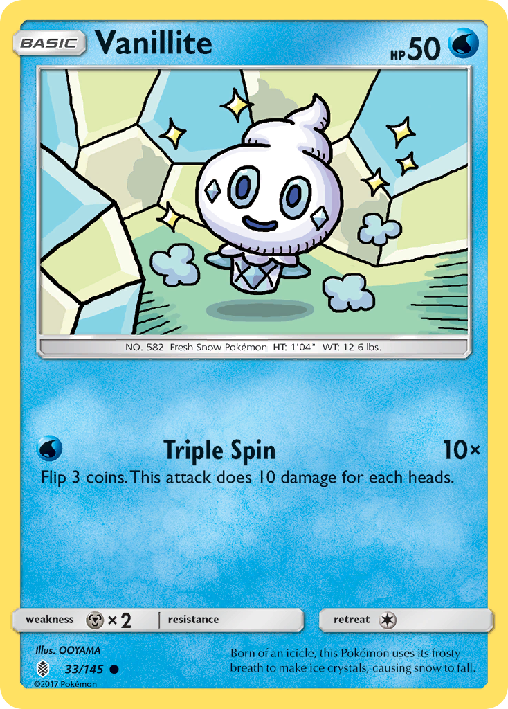 Vanillite 33/145 Common | Guardians Rising | Pokemon Card