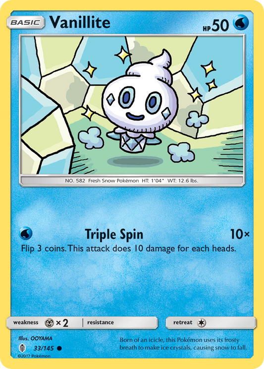 Vanillite 33/145 Common | Guardians Rising | Pokemon Card