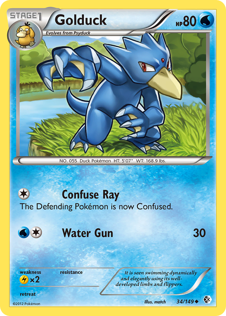 Golduck 34/149 Uncommon | Boundaries Crossed | Pokemon Card