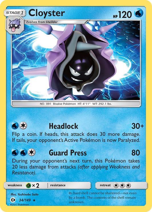 Cloyster 34/149 Rare | Sun & Moon | Pokemon Card