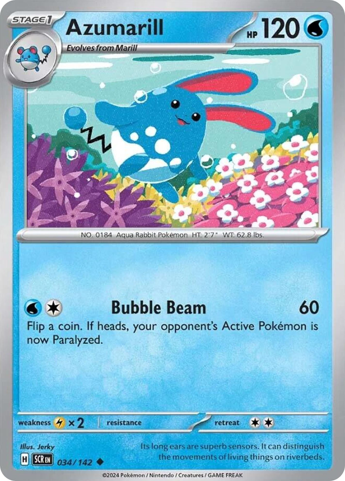 Azumarill 34/142 Uncommon | Stellar Crown | Pokemon Card