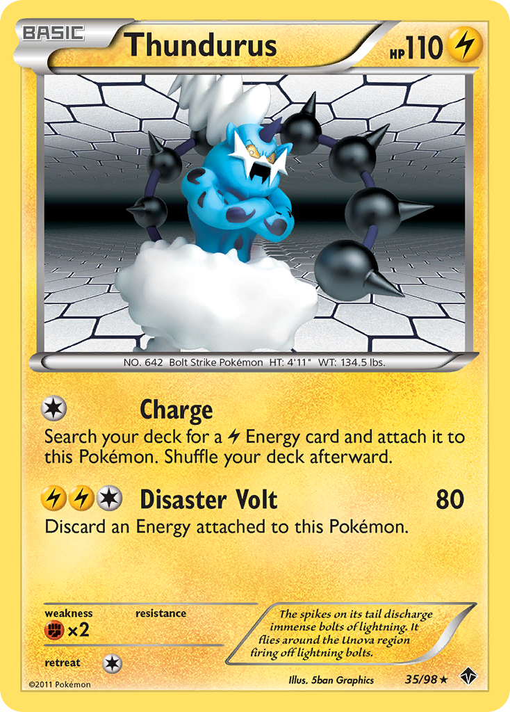 Thundurus 35/98 Rare Holo | Emerging Powers | Pokemon Card