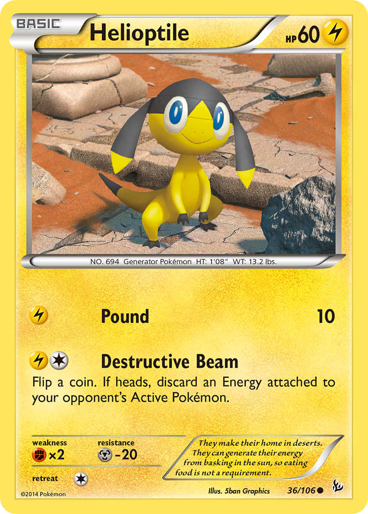 Helioptile 36/106 Common | Flashfire | Pokemon Card