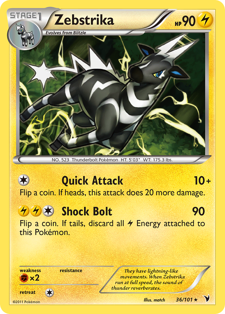 Zebstrika 36/101 Rare | Noble Victories | Pokemon Card