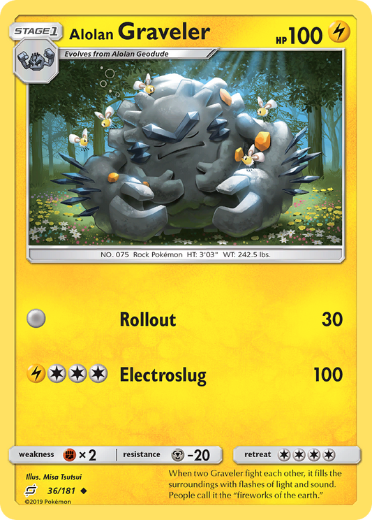 Alolan Graveler 36/181 Uncommon | Team Up | Pokemon Card