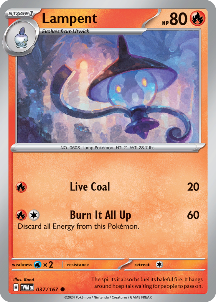 Lampent 37/167 Common | Twilight Masquerade | Pokemon Card