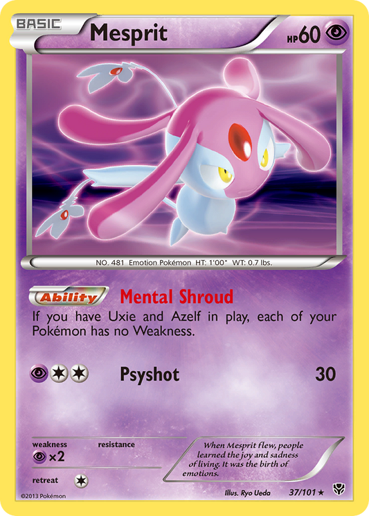 Mesprit 37/101 Rare Holo | Plasma Blast | Pokemon Card