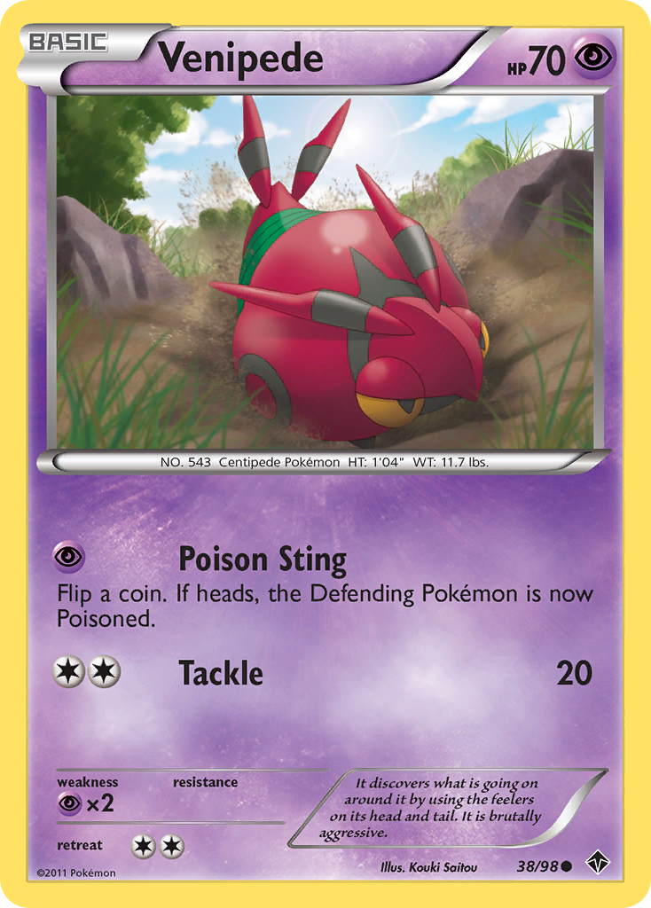 Venipede 38/98 Common | Emerging Powers | Pokemon Card