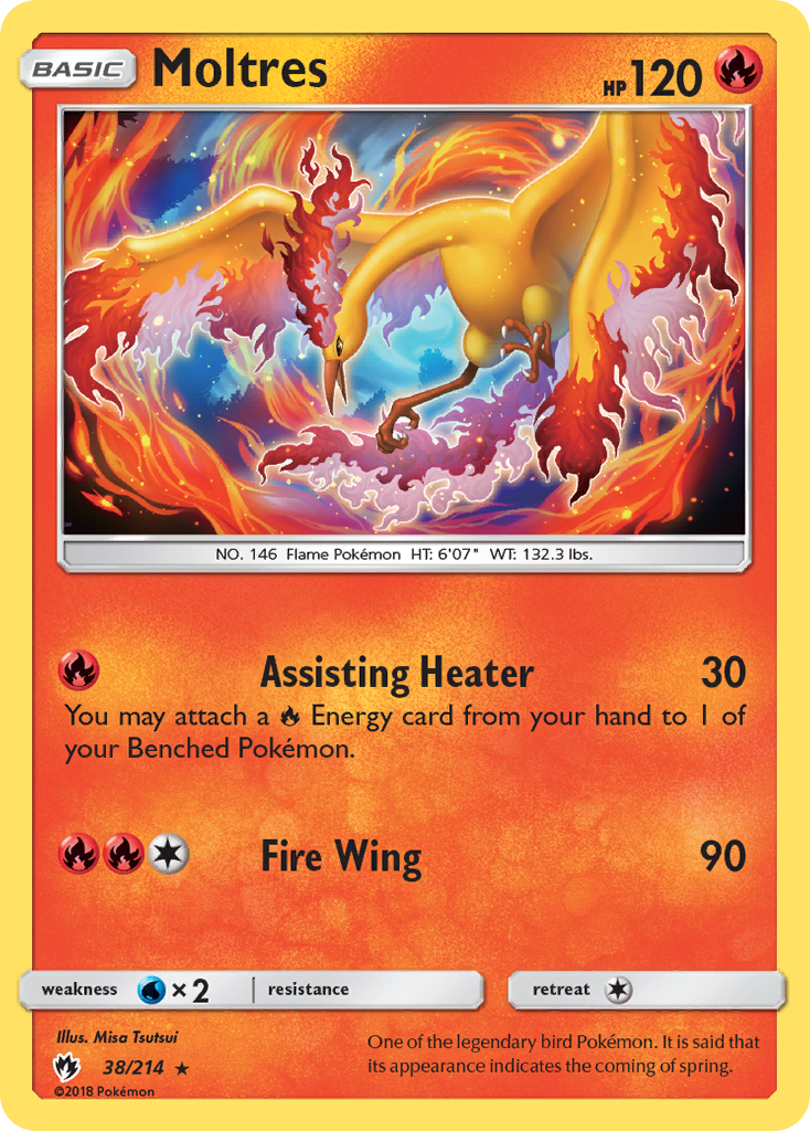 Moltres 38/214 Rare | Lost Thunder | Pokemon Card