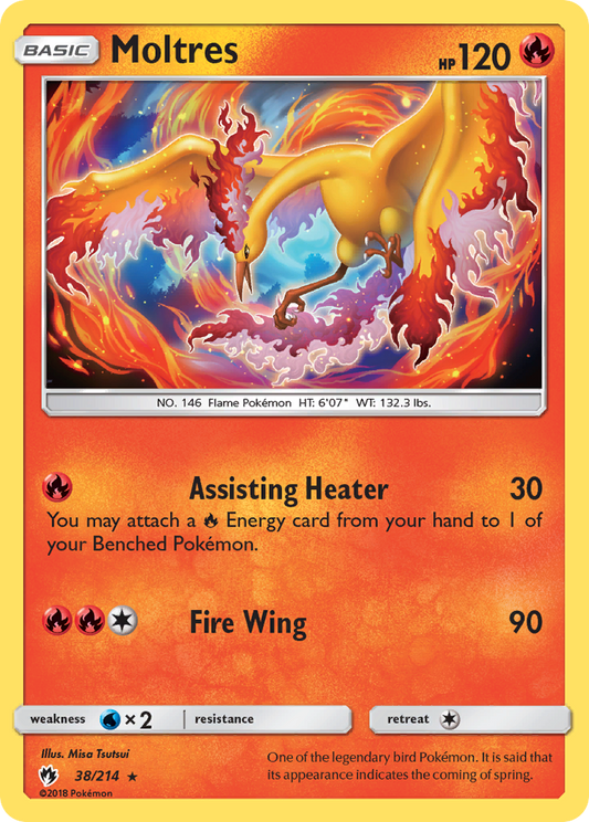 Moltres 38/214 Rare | Lost Thunder | Pokemon Card