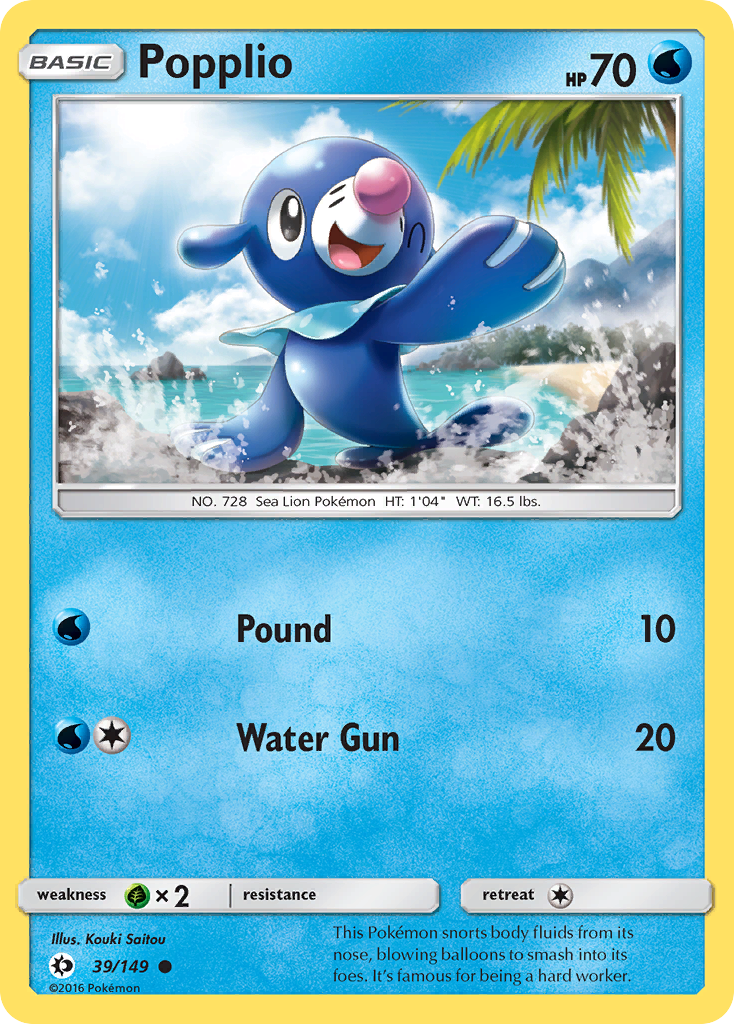 Popplio 39/149 Common | Sun & Moon | Pokemon Card