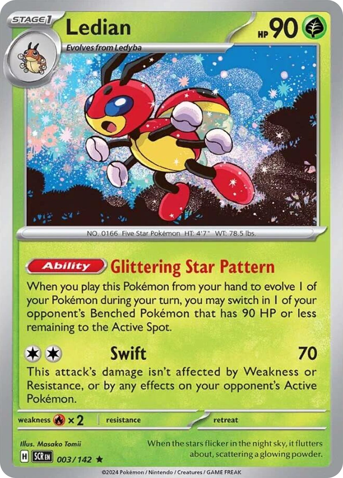 Ledian 3/142 Rare | Stellar Crown | Pokemon Card