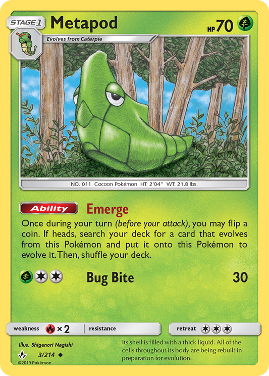 Metapod 3/214 Uncommon | Unbroken Bonds | Pokemon Card