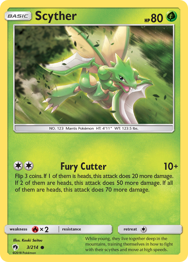 Scyther 3/214 Common | Lost Thunder | Pokemon Card