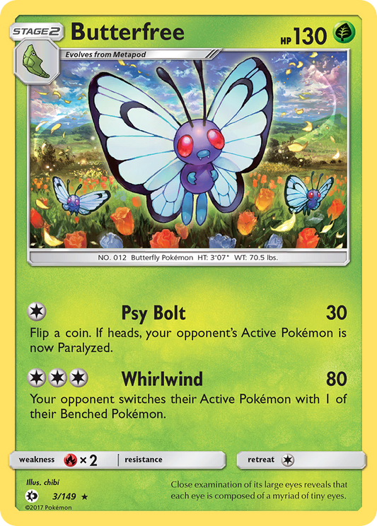 Butterfree 3/149 Rare | Sun & Moon | Pokemon Card