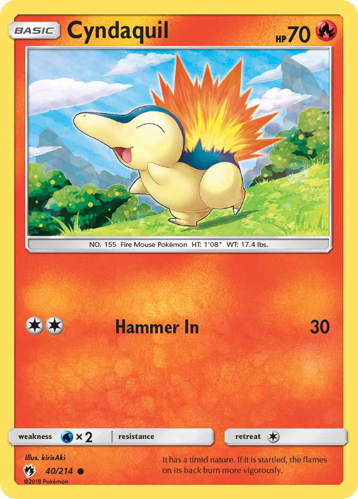 Cyndaquil 40/214 Common | Lost Thunder | Pokemon Card