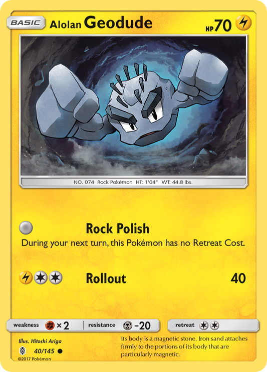 Alolan Geodude 40/145 Common | Guardians Rising | Pokemon Card