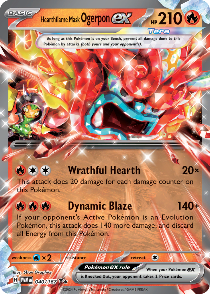 Hearthflame Mask Ogerpon ex 40/167 Double Rare | Twilight Masquerade | Pokemon Card