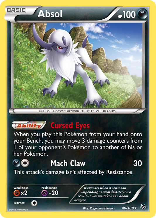 Absol 40/108 Rare Holo | Roaring Skies | Pokemon Card