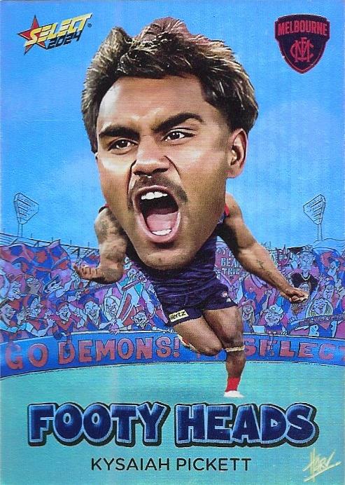 Kysaiah Pickett #FH53 Melbourne Demons | Footy Heads 2024 Select AFL Footy Stars | Trading Card