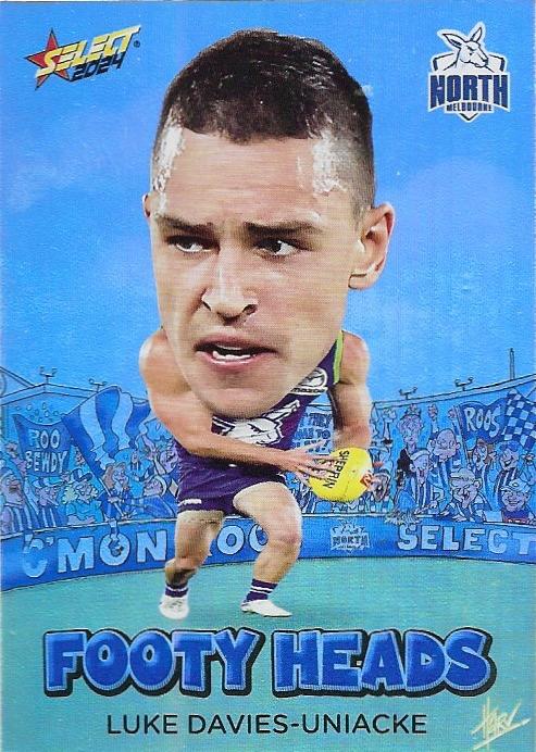 Luke Davies-Uniacke #FH56 North Melbourne Kangaroos | Footy Heads 2024 Select AFL Footy Stars | Trading Card