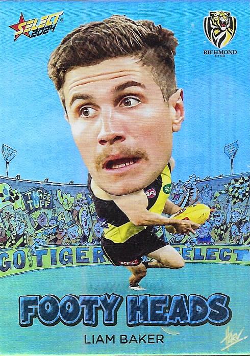 Liam Baker #FH66 Richmond Tigers | Footy Heads 2024 Select AFL Footy Stars | Trading Card