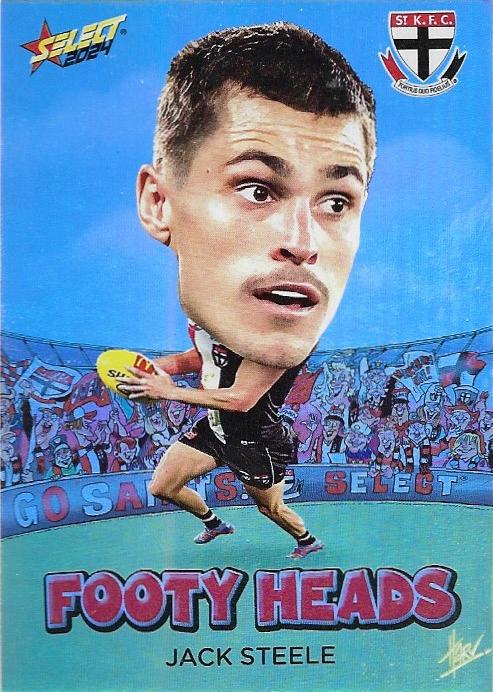 Jack Steele #FH75 St. Kilda Saints | Footy Heads 2024 Select AFL Footy Stars | Trading Card