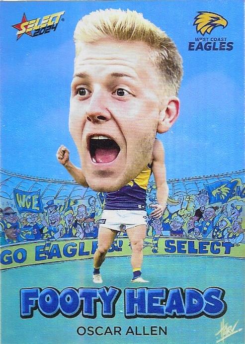 Oscar Allen #FH81 West Coast Eagles | Footy Heads 2024 Select AFL Footy Stars | Trading Card