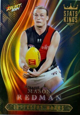 Mason Redman #SK22 Essendon Bombers | Stats Kings 2024 Select AFL Footy Stars | Trading Card