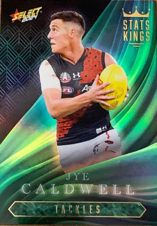 Jye Caldwell #SK25 Essendon Bombers | Stats Kings 2024 Select AFL Footy Stars | Trading Card