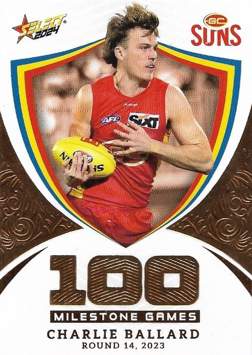 Charlie Ballard #MG56 Gold Coast Suns | Milestone 2024 Select AFL Footy Stars | Trading Card