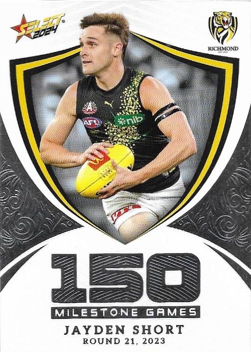 Jayden Short #MG83 Richmond Tigers | Milestone 2024 Select AFL Footy Stars | Trading Card