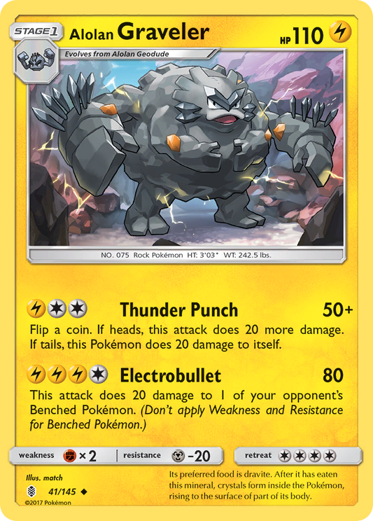 Alolan Graveler 41/145 Uncommon | Guardians Rising | Pokemon Card