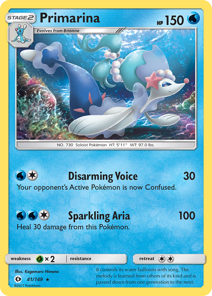 Primarina 41/149 Rare | Sun & Moon | Pokemon Card